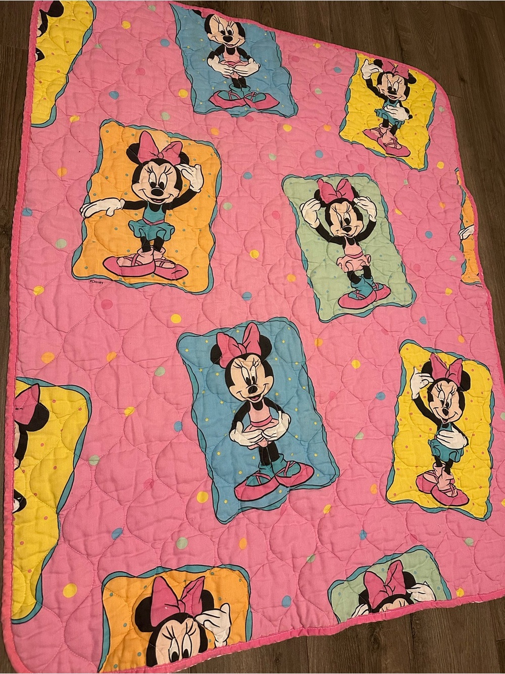 Vintage Minnie Mouse Pink Quilted Blanket